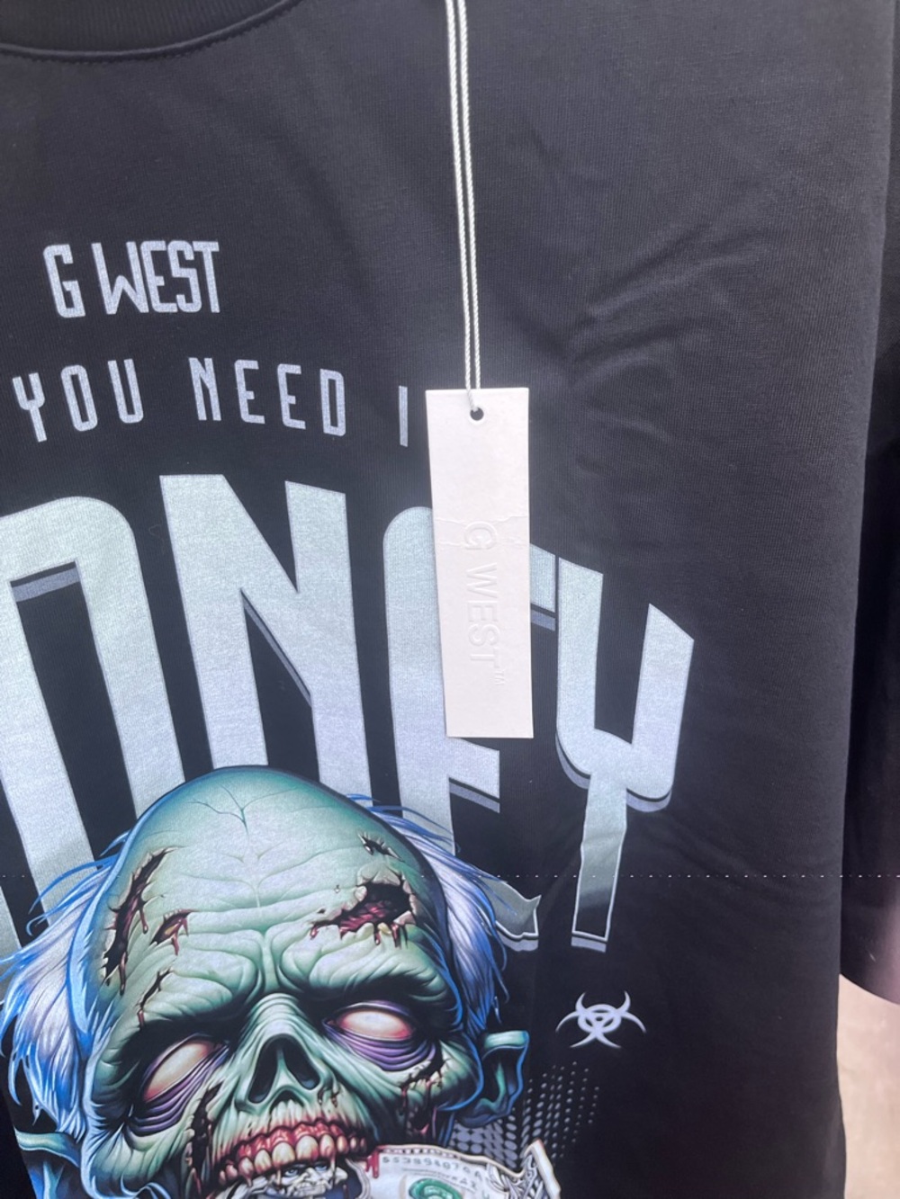 G West "All You Need Is Money" Zombie Oversized Graphic Tee - 2XL - Picture 5 of 7